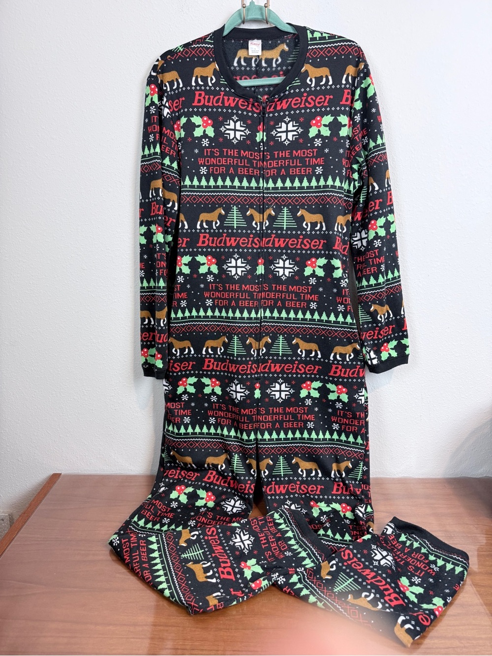 Budweiser Men’s Full Zip Longjohn Pajamas S